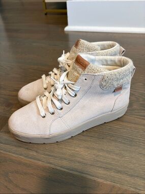Keds Cream Suede High-Top Sneakers with Faux Shearling Collar